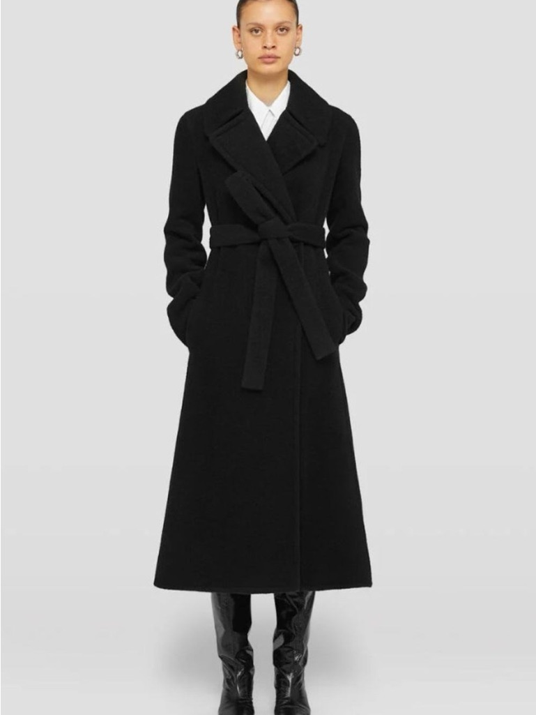Bernardo Black Long Belted Wrap Trench Coat Sz Xlarge Nwt